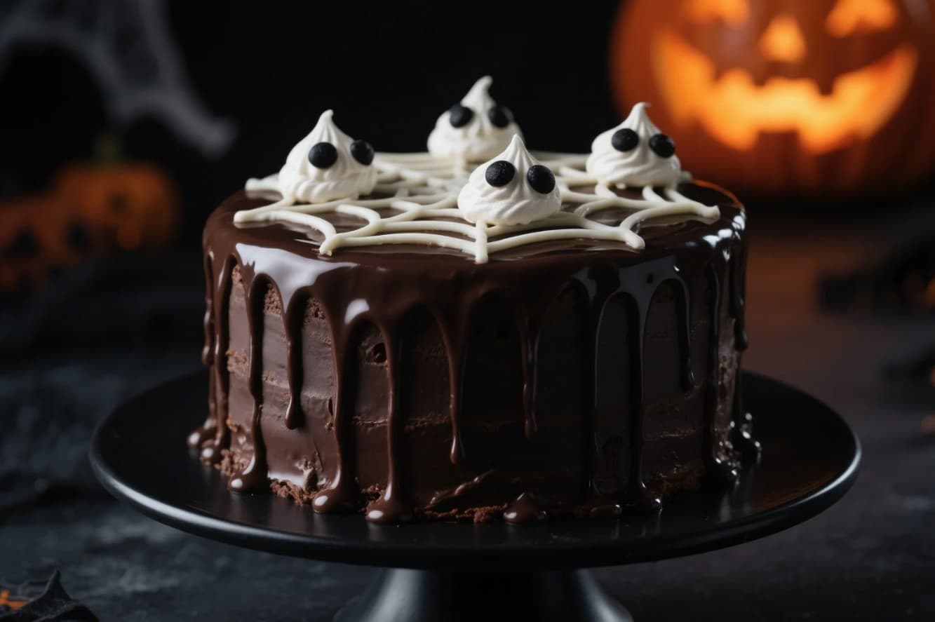 Läskigt God Halloweentårta med Choklad och Blodapelsin